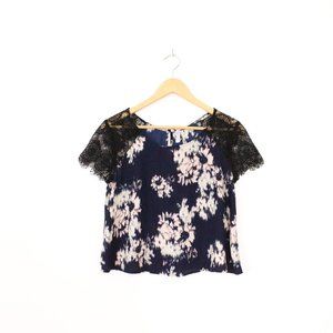 Target Xhilaration Navy Floral Crop Top